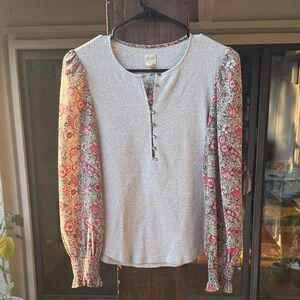 La Vie Rebecca Taylor XS Floral Sleeve Women's Top